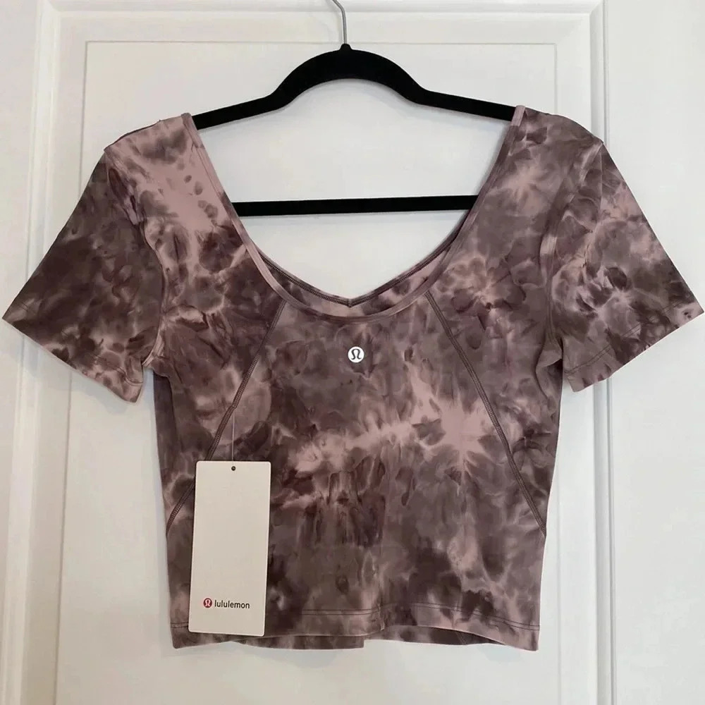 Lululemon Align Tee Diamond Dye Neutral Color Top Size 6 New - Picture 2 of 10